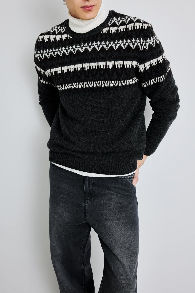 DeFacto Grey Man Standard Fit Knitwear Pullover Casual - Image 4